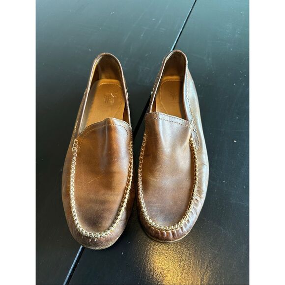 Frye Lewis Venetian Leather Loafers Tan Mens Sz 10.5 - Picture 1 of 8